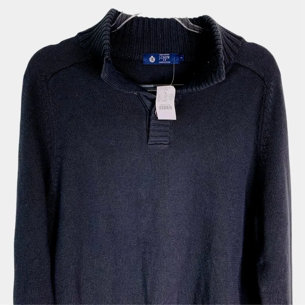 J Crew Mens Sweater Pullover Small Black Cotton Buttons New
